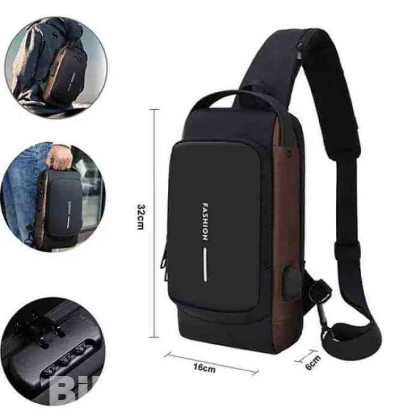 Solid USB Charging Port Sling Anti-Theft Shoulder Bag